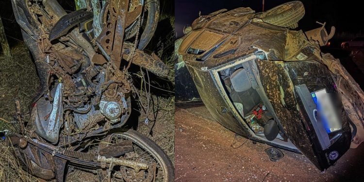 Grávida e outras duas pessoas morrem em batida entre carro e moto na MT-240